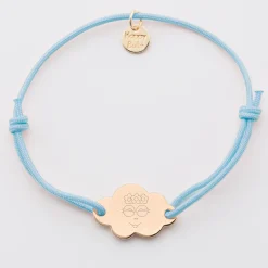 Bracelet enfant personnalisé médaille gravée plaqué or nuage 2 trous 20x14 mm - Happybulle x Barbapapa