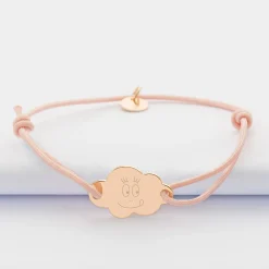 Bracelet enfant personnalisé médaille gravée plaqué or nuage 2 trous 20x14 mm - Happybulle x Barbapapa