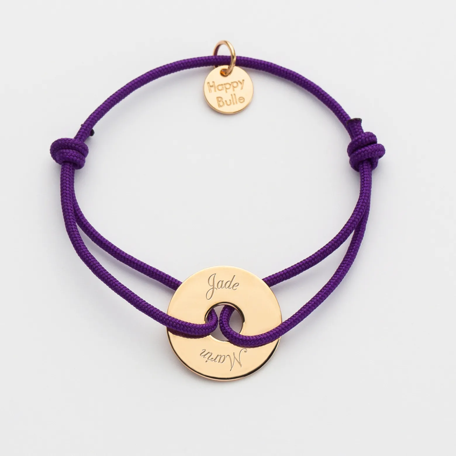 Bracelet enfant personnalisé médaille gravée plaqué or cible 16mm