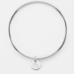 Bracelet enfant personnalisé jonc argent médaille gravée initiale 10 mm