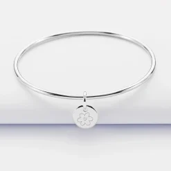Bracelet enfant personnalisé jonc argent médaille gravée initiale 10 mm