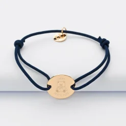 Bracelet enfant personnalisé médaille gravée plaqué or 2 trous 15 mm - Edition spéciale KIDS