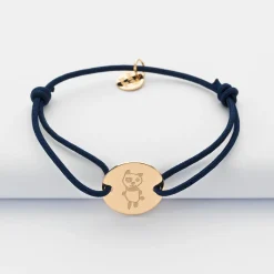 Bracelet enfant personnalisé médaille gravée plaqué or 2 trous 15mm