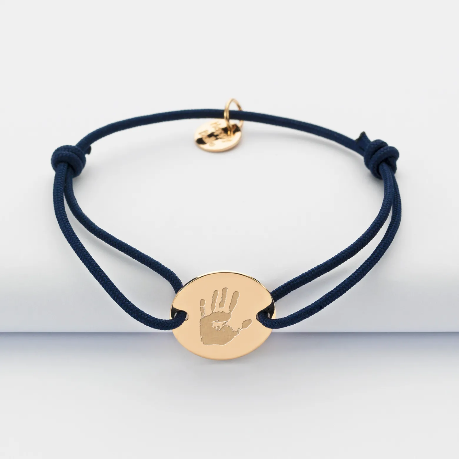 Bracelet enfant personnalisé médaille gravée plaqué or 2 trous 15mm