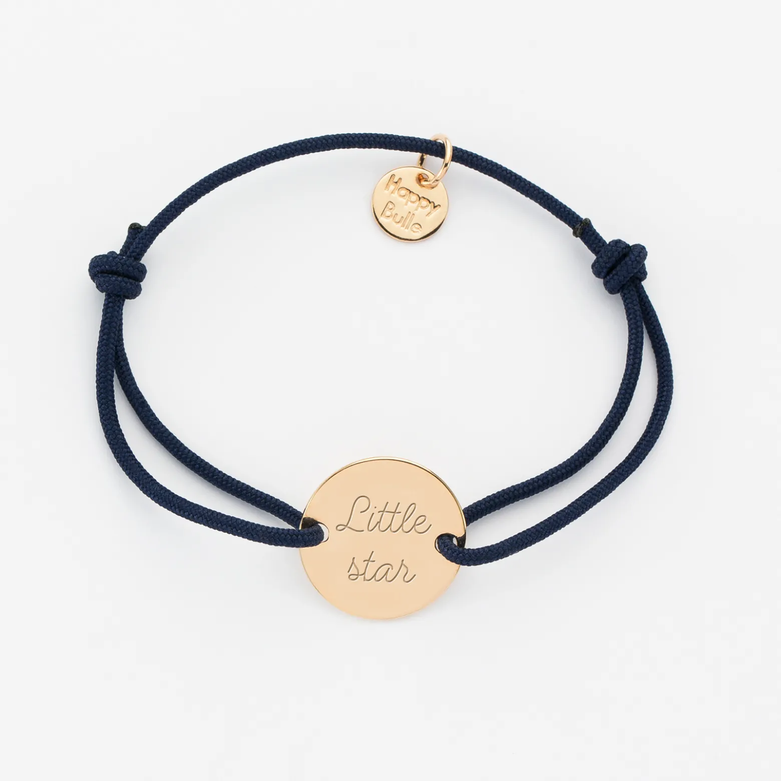 Bracelet enfant personnalisé médaille gravée plaqué or 2 trous 15mm