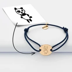 Bracelet enfant personnalisé médaille gravée plaqué or 2 trous 15mm