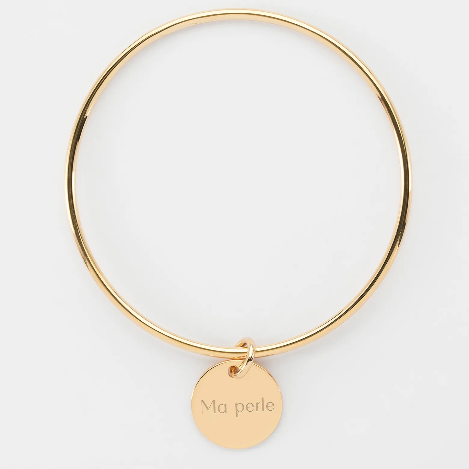 Bracelet enfant personnalisé jonc plaqué or médaille gravée 15 mm