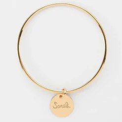 Bracelet enfant personnalisé jonc plaqué or médaille gravée 15 mm