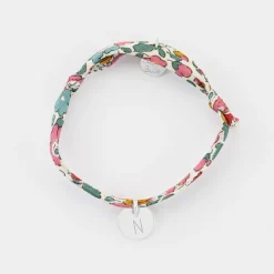 Bracelet enfant personnalisé Liberty médaille gravée initiale argent 10mm