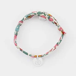 Bracelet enfant personnalisé Liberty médaille gravée initiale argent 10mm