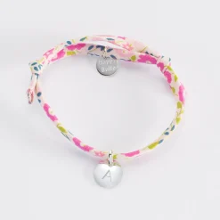 Bracelet enfant personnalisé Liberty médaille gravée initiale argent 10mm