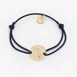Bracelet enfant personnalisé médaille gravée plaqué or 2 trous 15mm - Happybulle x Barbapapa