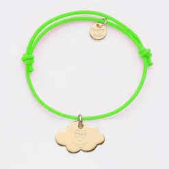 Bracelet enfant personnalisé médaille gravée plaqué or nuage 20x14 mm - Happybulle x Barbapapa