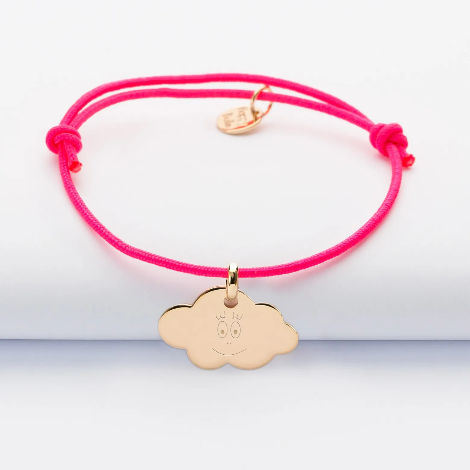 Bracelet enfant personnalisé médaille gravée plaqué or nuage 20x14 mm - Happybulle x Barbapapa