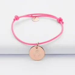 Bracelet enfant personnalisé médaille gravée plaqué or rose 15 mm - HappyBulle x Barbapapa
