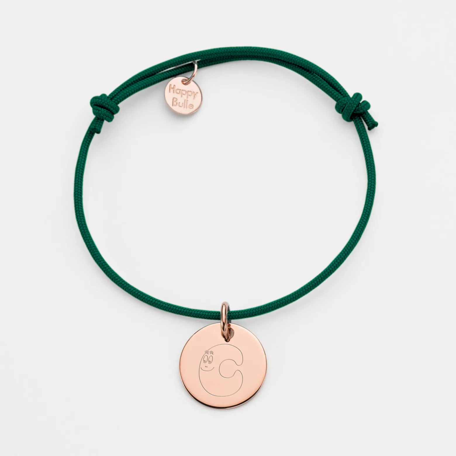 Bracelet enfant personnalisé médaille gravée plaqué or rose 15 mm - HappyBulle x Barbapapa