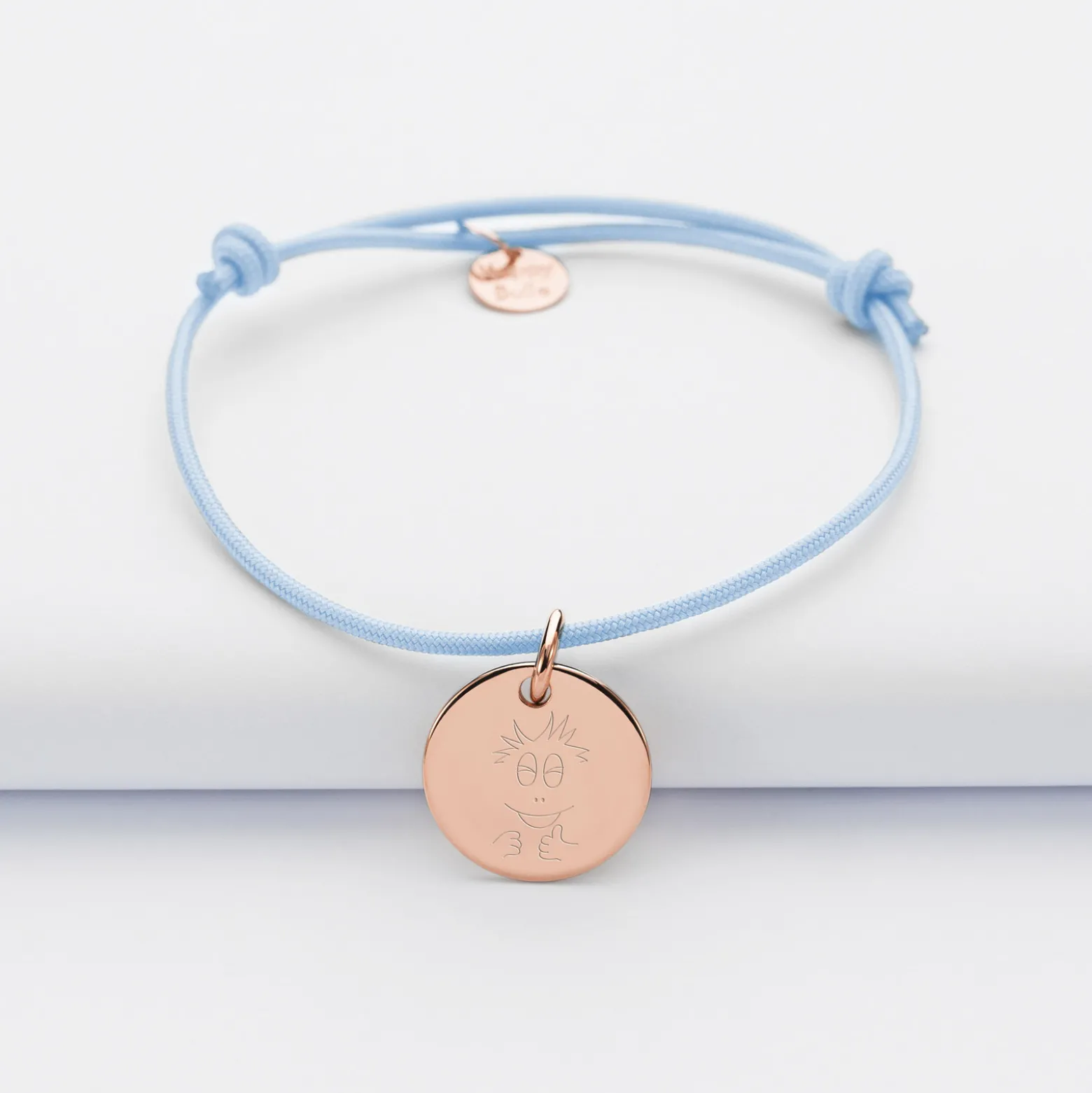 Bracelet enfant personnalisé médaille gravée plaqué or rose 15 mm - HappyBulle x Barbapapa