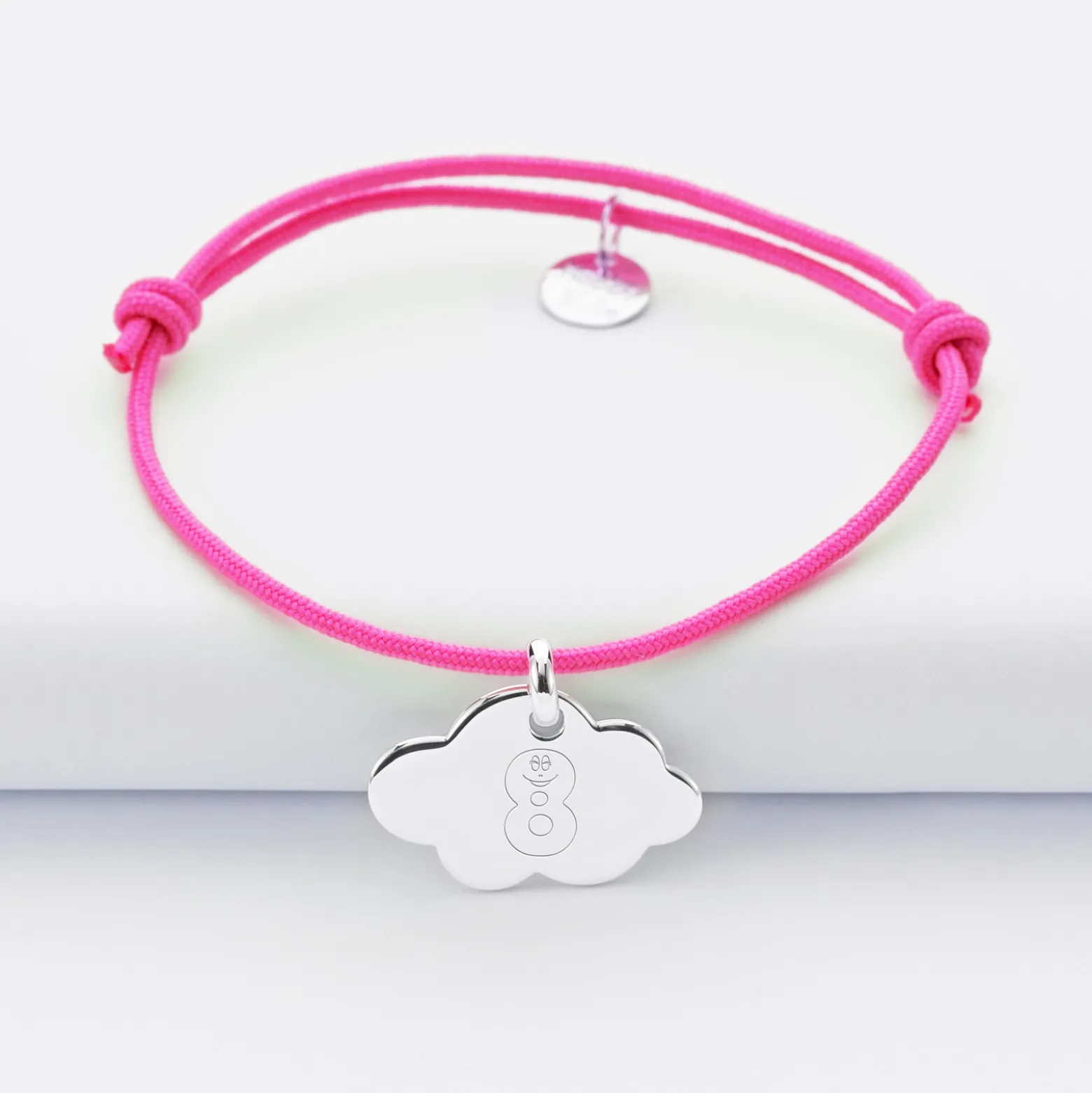 Bracelet enfant personnalisé médaille gravée argent nuage 20x14 mm - Happybulle x Barbapapa