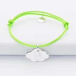Bracelet enfant personnalisé médaille gravée argent nuage 20x14 mm - Happybulle x Barbapapa