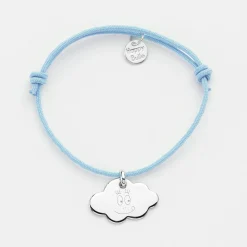 Bracelet enfant personnalisé médaille gravée argent nuage 20x14 mm - Happybulle x Barbapapa