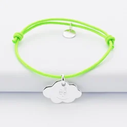 Bracelet enfant personnalisé médaille gravée argent nuage 20x14 mm - Happybulle x Barbapapa