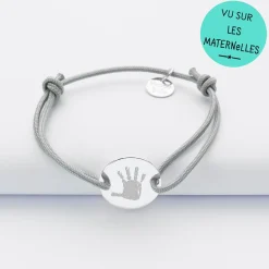 Bracelet enfant personnalisé médaille gravée argent 2 trous 15mm - Nos petits imparfaits