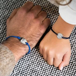 Bracelet enfant personnalisé médaille gravée argent 2 trous 15mm - Nos petits imparfaits