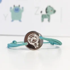 Bracelet enfant personnalisé médaille gravée argent 2 trous 15mm - Nos petits imparfaits