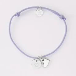 Bracelet enfant personnalisé médaille gravée argent 10 mm et breloque coeur email 10 mm