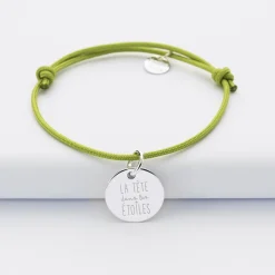 Bracelet enfant personnalisé médaille gravée argent 15 mm