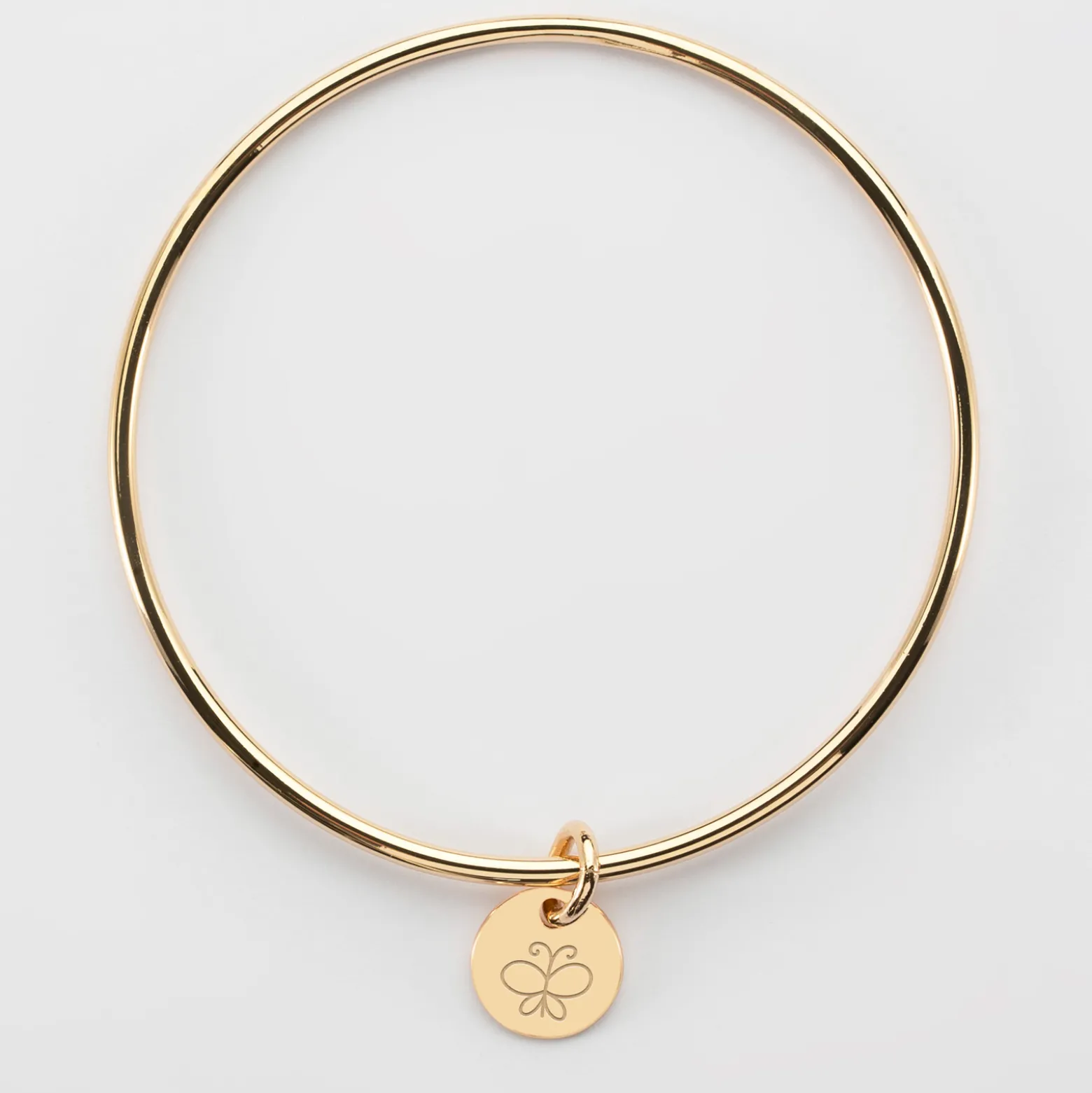 Bracelet enfant personnalisé jonc plaqué or médaille gravée initiale 10 mm