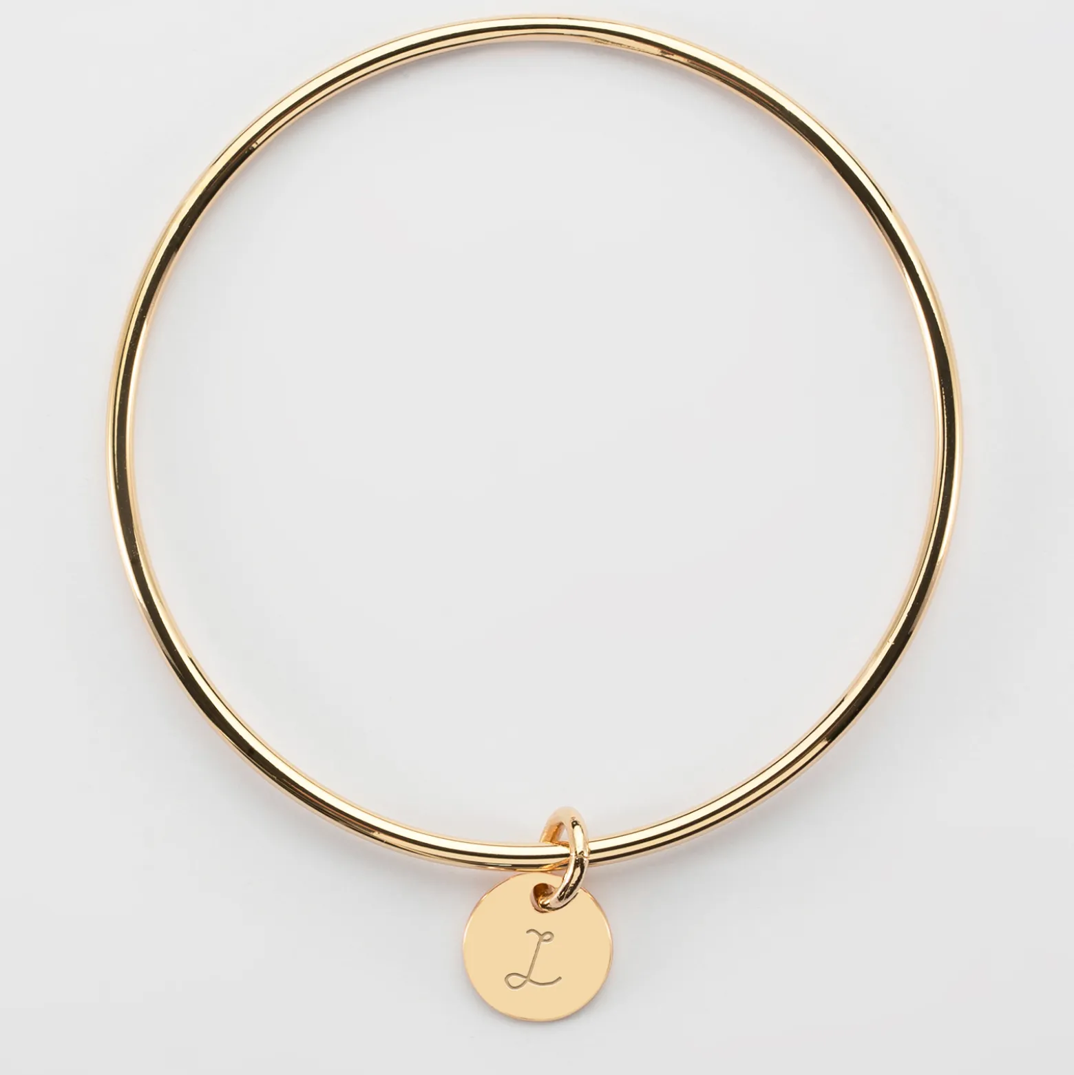 Bracelet enfant personnalisé jonc plaqué or médaille gravée initiale 10 mm