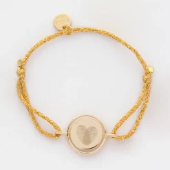 Bracelet enfant personnalisé cordon pailleté médaille réversible Eternelle gravée plaqué or 2 trous 16 mm - HappyBulle x Capucine
