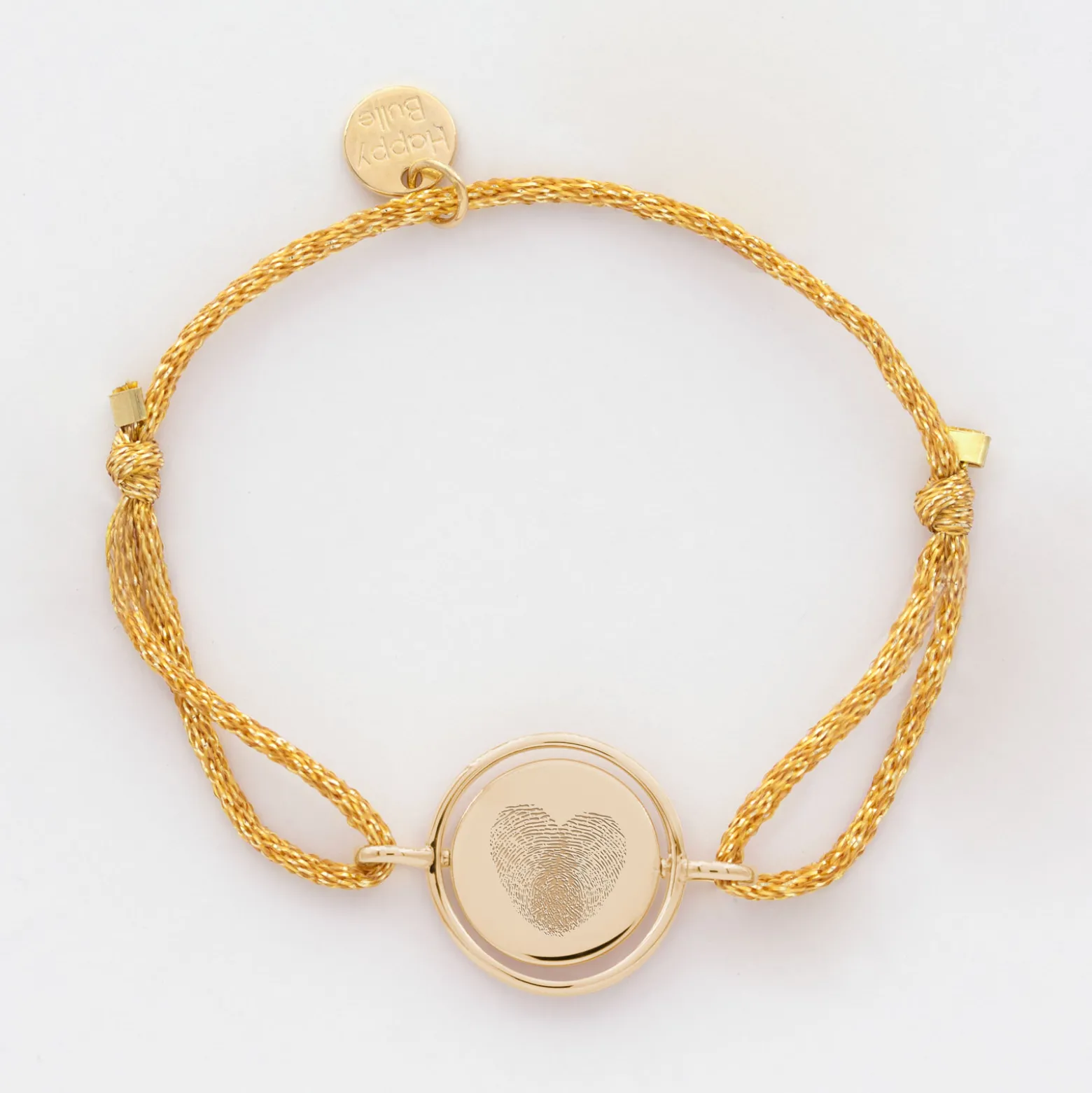 Bracelet enfant personnalisé cordon pailleté médaille réversible Eternelle gravée plaqué or 2 trous 16 mm - HappyBulle x Capucine