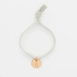 Bracelet enfant personnalisé cordon élastique médaille gravée plaqué or initiale 10 mm