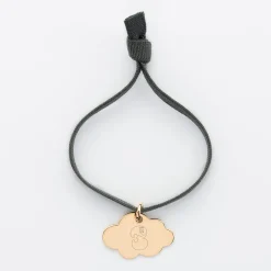 Bracelet enfant personnalisé cordon élastique médaille gravée plaqué or nuage 20x14 mm - Happybulle x Barbapapa