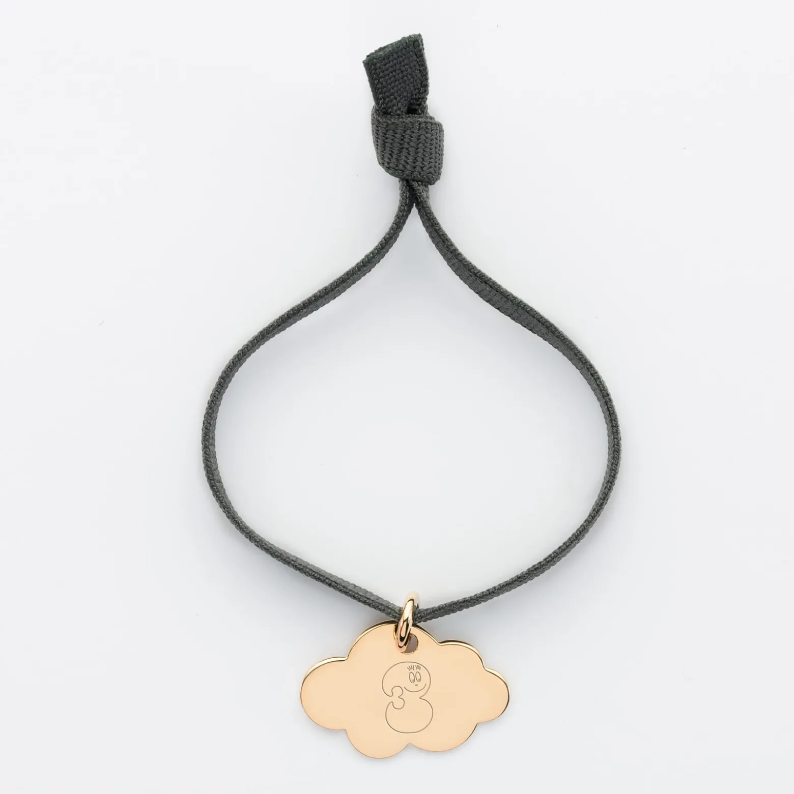 Bracelet enfant personnalisé cordon élastique médaille gravée plaqué or nuage 20x14 mm - Happybulle x Barbapapa