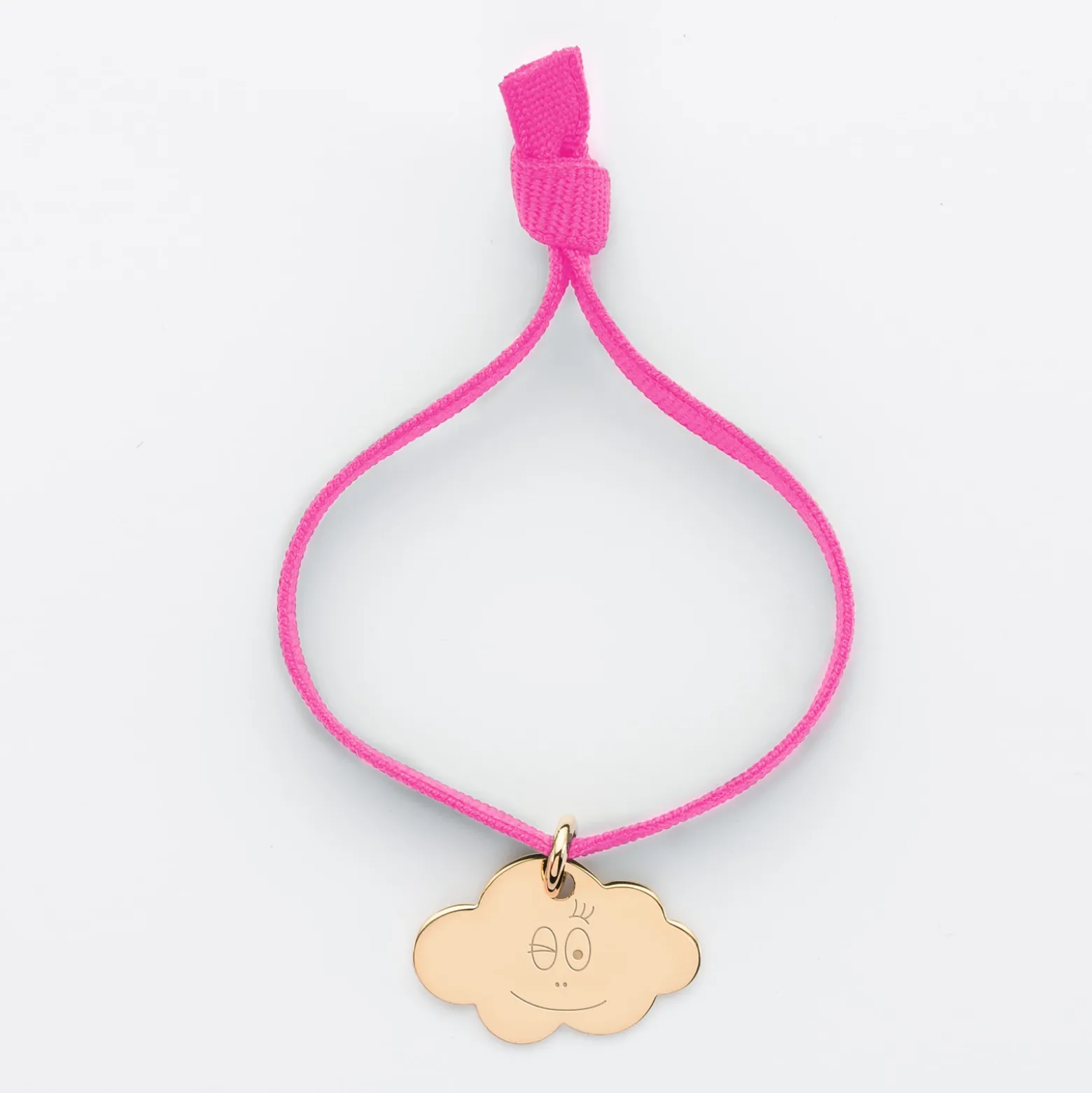 Bracelet enfant personnalisé cordon élastique médaille gravée plaqué or nuage 20x14 mm - Happybulle x Barbapapa