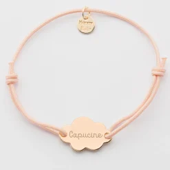 Bracelet enfant personnalisé médaille gravée plaqué or nuage 2 trous 20x14 mm - Nos petits imparfaits