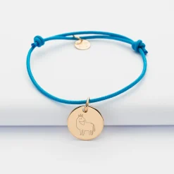 Bracelet enfant personnalisé médaille gravée plaqué or 15mm