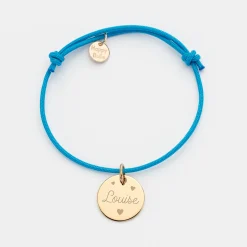 Bracelet enfant personnalisé médaille gravée plaqué or 15mm