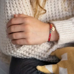 Bracelet enfant personnalisé Liberty médaille initiale gravée plaqué or coeur 10 mm