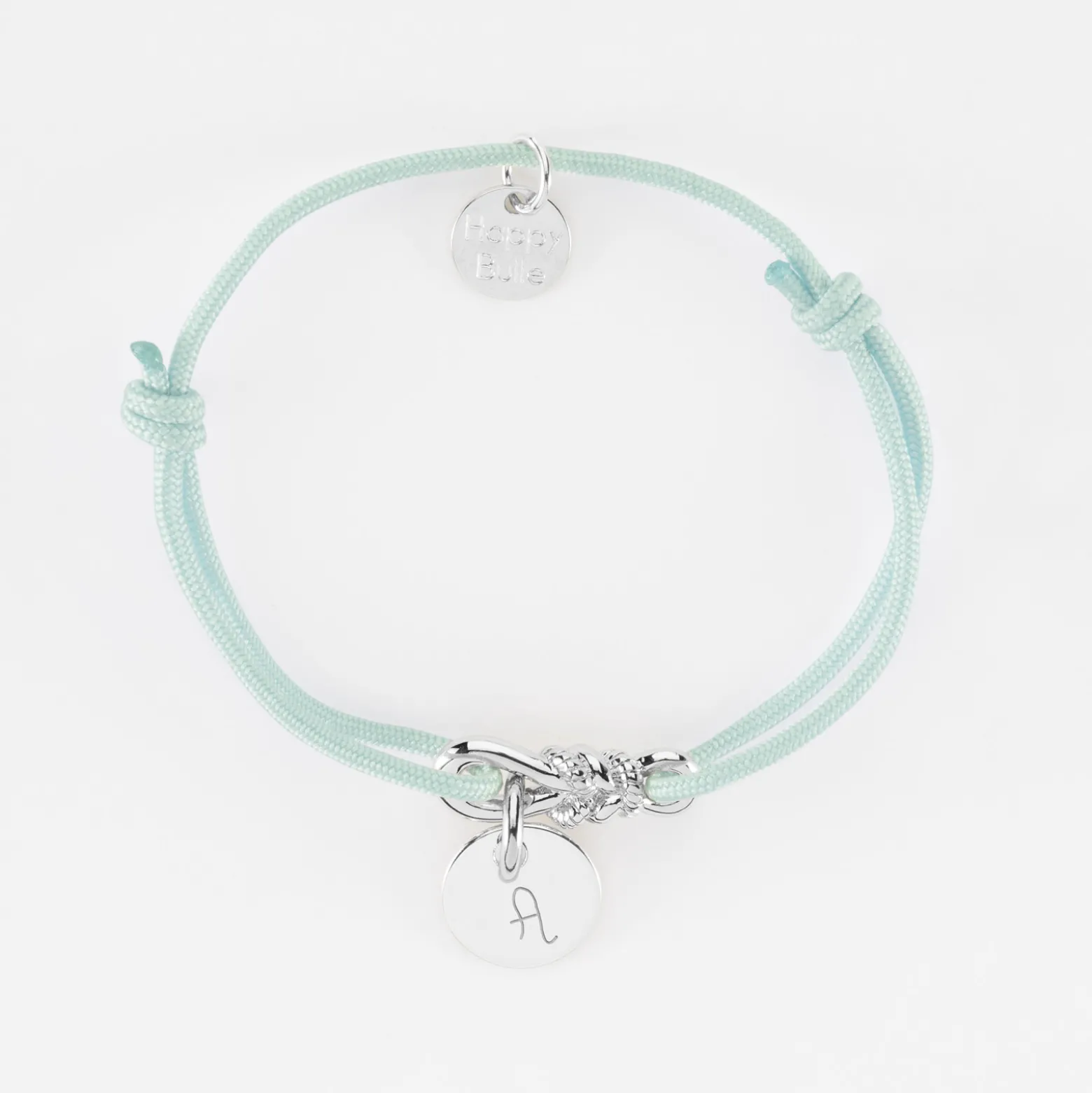 Bracelet enfant personnalisé cordon "Le lien" et médaille gravée argent 10 mm - HappyBulle x Lilylovesfashion
