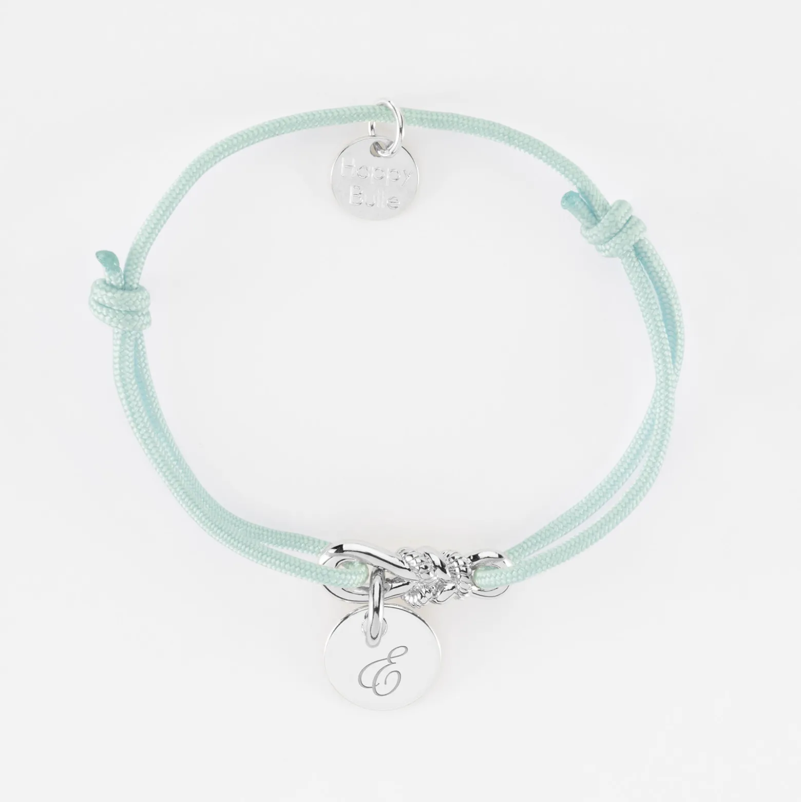Bracelet enfant personnalisé cordon "Le lien" et médaille gravée argent 10 mm - HappyBulle x Lilylovesfashion