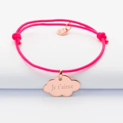 Bracelet enfant personnalisé médaille gravée plaqué or rose nuage 20x14 mm