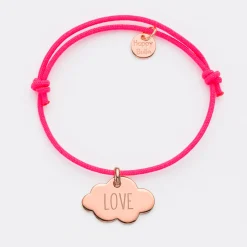 Bracelet enfant personnalisé médaille gravée plaqué or rose nuage 20x14 mm