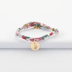 Bracelet enfant personnalisé Liberty médaille gravée plaqué or 10 mm