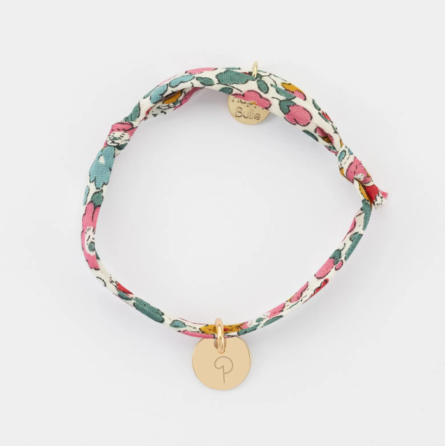 Bracelet enfant personnalisé Liberty médaille gravée plaqué or 10 mm
