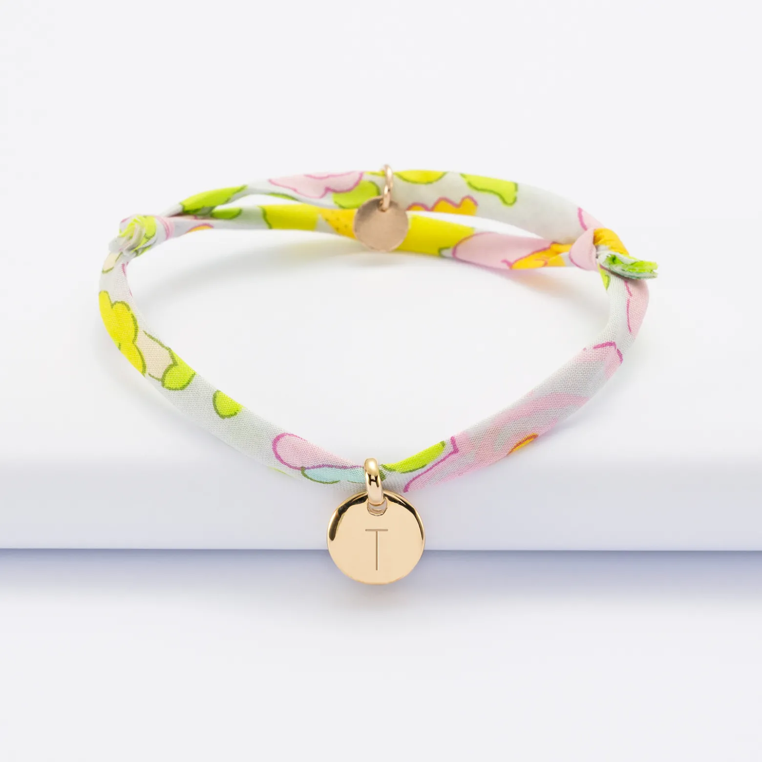 Bracelet enfant personnalisé Liberty médaille gravée plaqué or 10 mm
