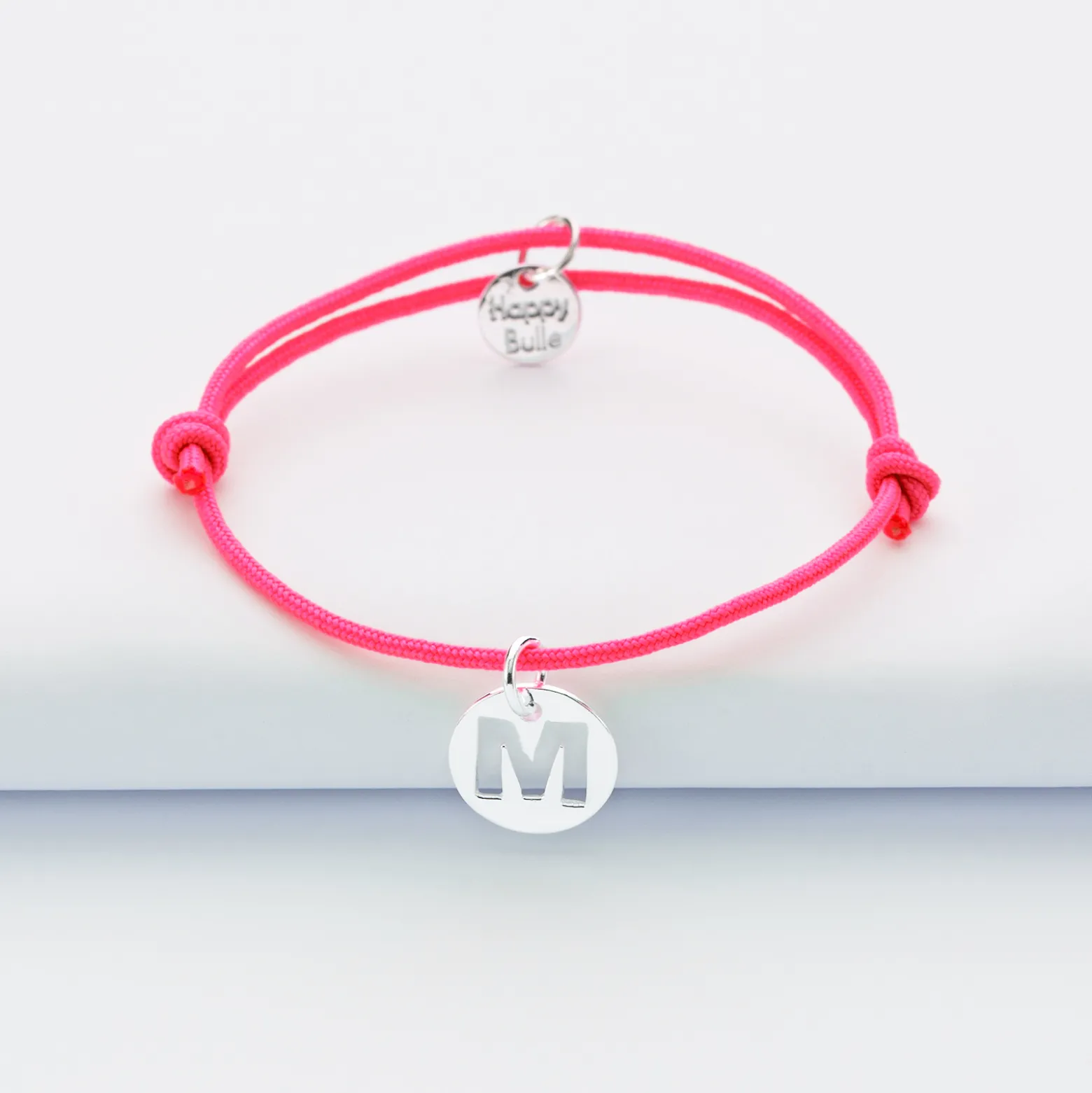 Bracelet enfant personnalisé médaille lettre initiale argent 11mm